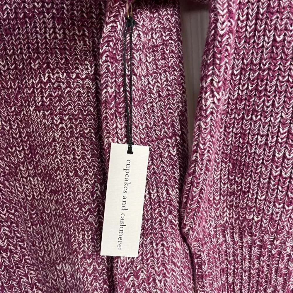 Cupcakes and Cashmere Women's NWT Pink Chunky Knit Balloon Mock Sweater Medium